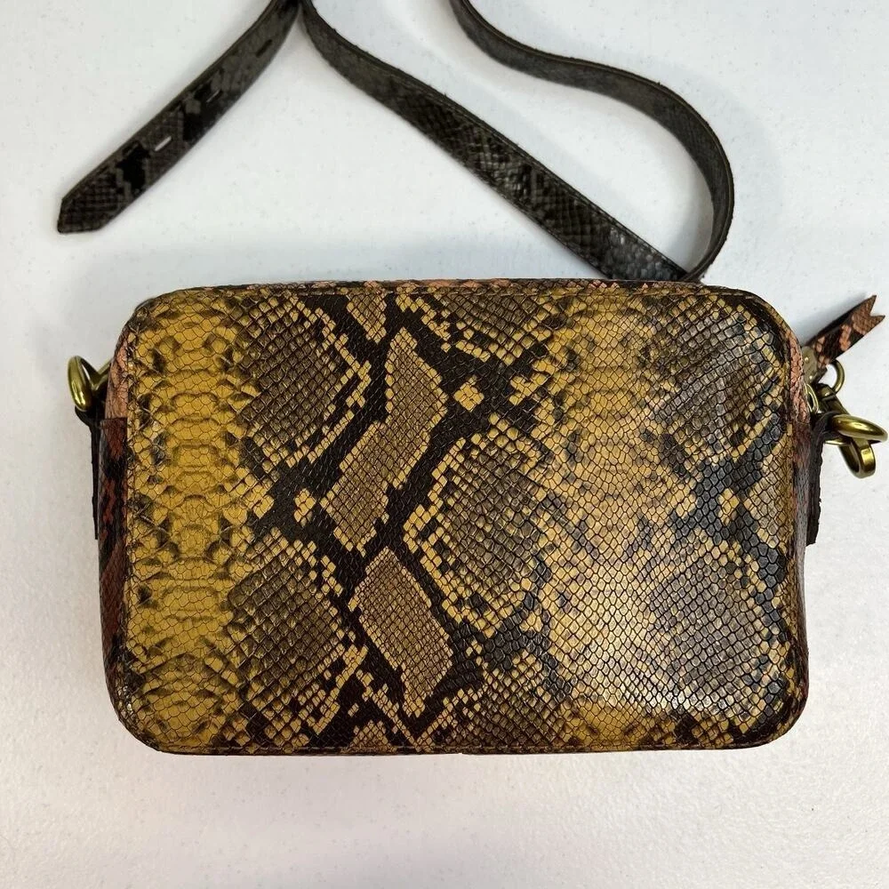 Madewell The Transport Camera Bag Colorblock Snake‎ Embossed Edition Rusted Tin
